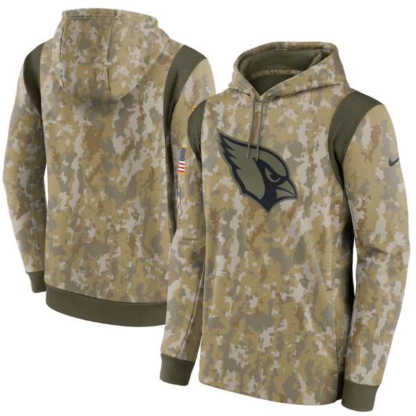 Men's Arizona Cardinals Camo 2021 Salute To Service Therma Performance Pullover Hoodie